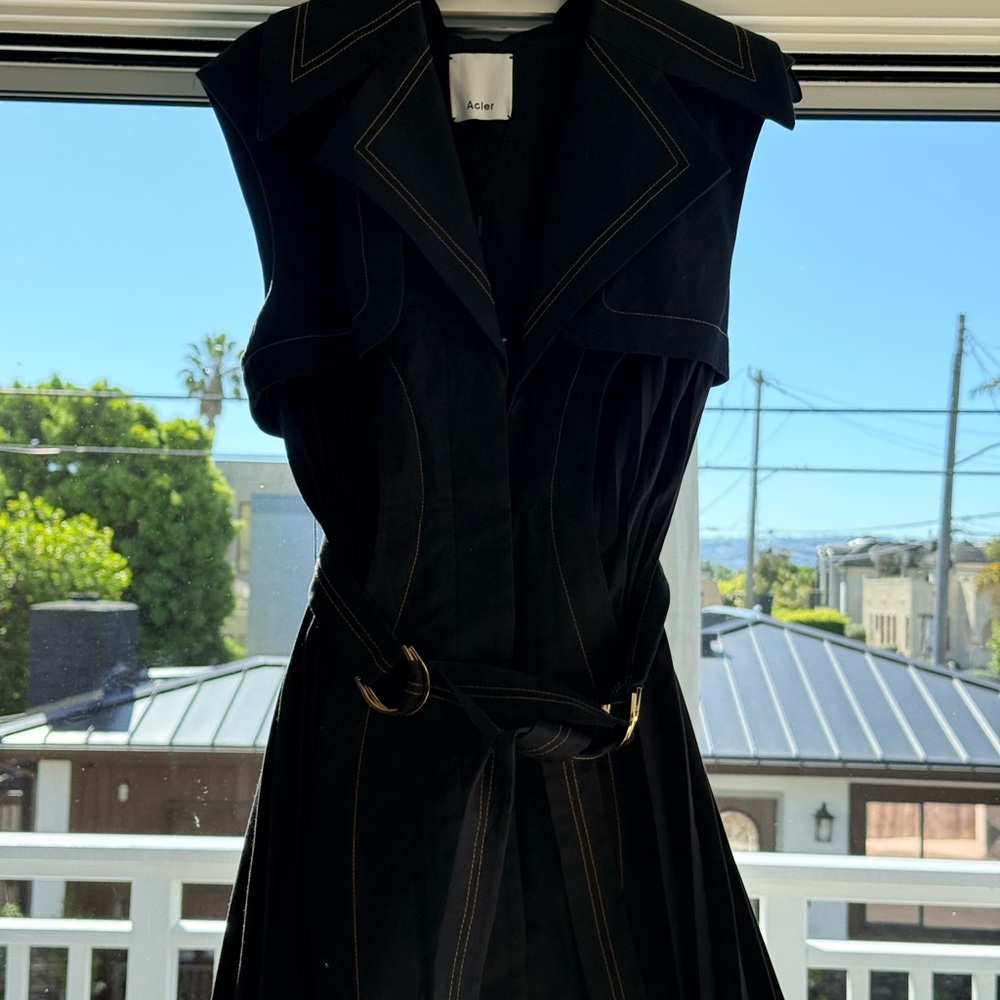 Acler Black Long Sleeve Dress with Belt